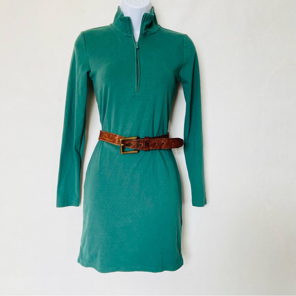 TNA by Aritzia Teal Half-Zip Mini Dress Small